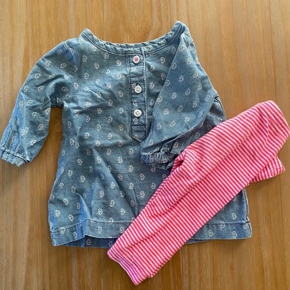 💚 3/$25 Carter’s Chambray Shirt boho set